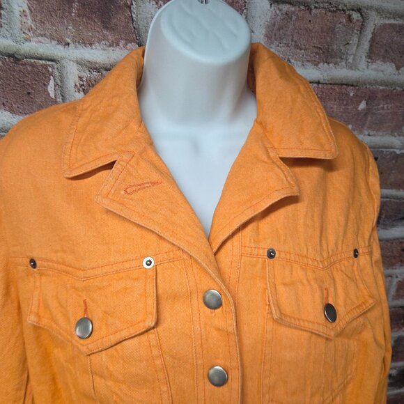 Together Denim Jacket 8 | Vintage 90s Utility Orange Cotton Streetwear Retro - Picture 4 of 8